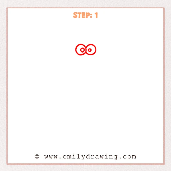 how to draw a cookie monster - Early sketch of Cookie Monster with two large round eyes and small pupils near the top of the page.